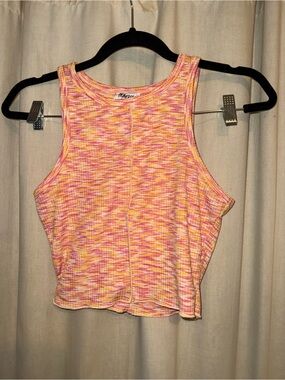 Princess Polly Pink & Yellow Space-Dye Ribbed Crop Tank